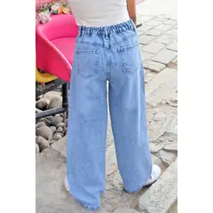 KIDS MASHMELO - Pantalón Jean con Bordados de Corazones y Estrellas para niñas