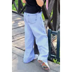 KIDS MASHMELO - Pantalón Jean con Bordados de Corazones y Estrellas para niñas