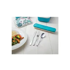 TRAMONTINA - SET DE CUBIERTOS CON ESTUCHE PORTATIL COLOR ESMERALDA