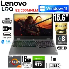 LENOVO - Laptop Gaming LOQ 15ARP9 Ryzen 7 7435HS 16GB RAM 1TB RTX 4060 8GB 15.6" FHD 83JC00MNLM