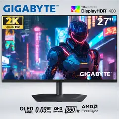 GIGABYTE - MONITOR GAMER MO27Q3 QD OLED 2K QHD 27 " 360hz 0.03ms HDR NVIDIA G-sync Speaker Pivot