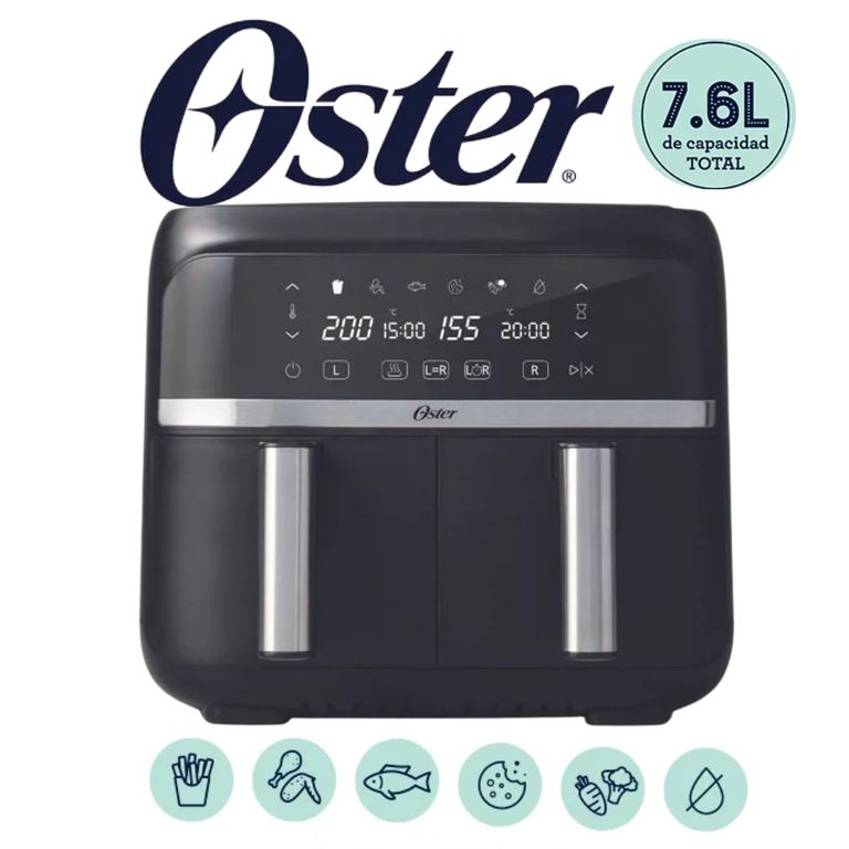 FREIDORA DE AIRE 7.6LT 2 PERILLAS PANEL DIGITAL COLOR NEGRO MOD CKSTAF7MCDDF