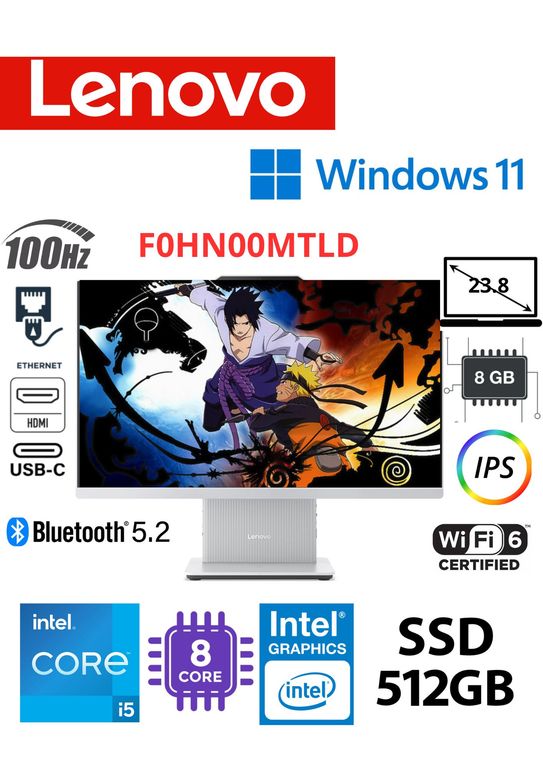 Computadora All-in-One 23.8 FHD IPS Gris nube Core i5-13420H 8GB RAM 512GB SSD