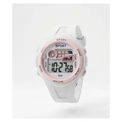 GENERICO - Reloj Unisex Rosado y Blanco Resistente al agua con Luz Nocturna