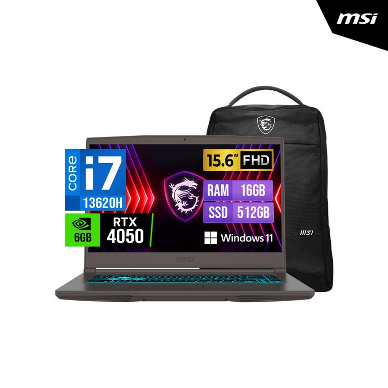 LAPTOP Thin 15 B13VE 15.6" FHD Core i7 13620H 16GB 512SSD RTX4050 W11 + Mochila