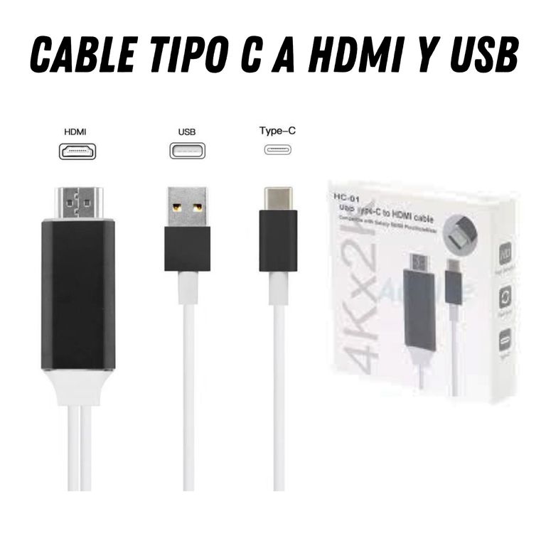 CABLE TIPO C A HDMI Y USB PARA TRANSMISION 4K X 2K