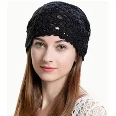 KAST PE - Beanie Tulipan Crochet Mujer - Negro