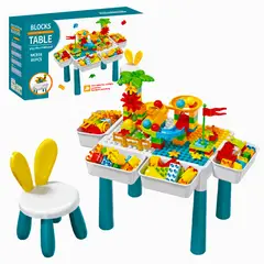 GENERICO - Mesa Didáctica de Bloques Tipo Lego para Niños 85 Pcs