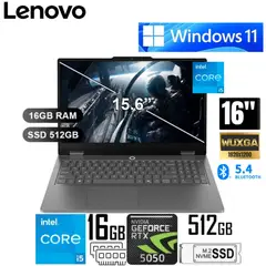 LENOVO - Laptop Gaming LOQ 15IRX11 Intel Core i5-13450HX 16GB RAM 512GB RTX 5050 15.6" FHD 83SC0055LM