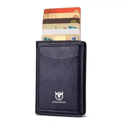 BULLCAPTAIN - - Tarjetero de Cuero Mate KB-464-BL - Azul