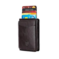 BULLCAPTAIN - - Tarjetero de Cuero Mate KB-464-CF Café