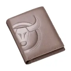 BULLCAPTAIN - - Billetera de Cuero Mate QB-0203-V-GR Gris