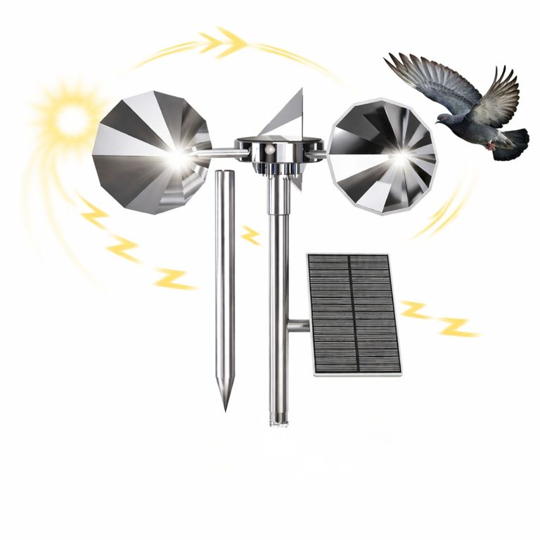 Ahuyentador de Pájaros Solar Reflectante con Aspas Giratorias para Exterior