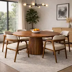 NOEL - Mesa de Comedor Redonda Áurea en Madera Tornillo – 120 cm