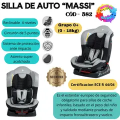 EBABY - SILLA DE AUTO PARA BEBE "MASI" RECLINABLE CON DOBLE EXTRA ACOLCHADO