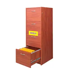 TEMEL - Archivador Oficina, Cajonera 04 Para Folder Colgante Llave Cedro.