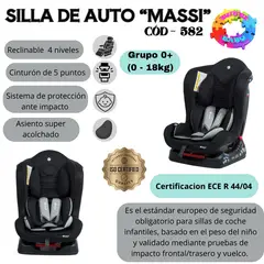 HI BABY - SILLA DE AUTO PARA BEBE "MASI" RECLINABLE CON DOBLE EXTRA ACOLCHADO