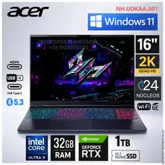 ACER - Laptop Predator Helios Neo 16S AI 32GB 1TB SSD 16” WQXGA 240HZ RTX 5070 12GB W11 PHN16S-71-98RF