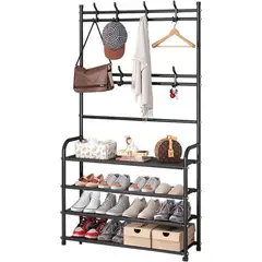 GENERICO - Organizador Multifuncional Blanco Zapatera 4 Niveles Perchero Ahorro De Espacio Estilo Moderno