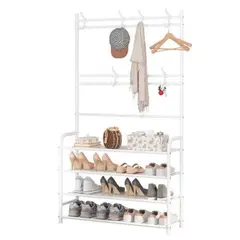 GENERICO - Organizador Multifuncional Blanco Zapatera 4 Niveles Perchero Ahorro De Espacio Estilo Moderno