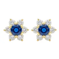GENERICO - Aretes Pegados Niña Flor Azul Regalo Joya Acero Dorado
