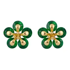 GENERICO - Aretes Pegados Mujer Flor Verde Regalo Joya Acero Dorado
