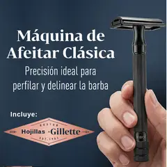 GENERICO - Clasic Razor Metal Aleacion Negro + Hojillas Gillette