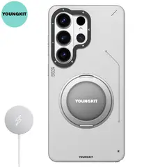 YOUNGKIT - Case para Samsung Galaxy S26 Ultra Leather 360° MagSafe - Gris Claro