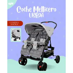 Baby - COCHE MELLICERO MODELO LISBOA COLOR GRIS CLARO - PREMIUN