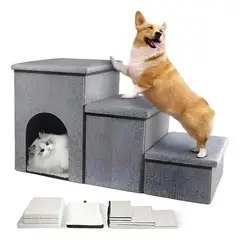 EVERSO - Escalera Plegable 3 Peldaños Para Perros Y Gatos Con Cajones