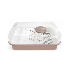 GENERICO - Tortuguero Con Tapa Transparente , Plataforma De Descanso Y Pileta Decorativa Color Marrón