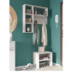 GENERICO - Perchero de Pared con Estante Docty Blanco - Amore Home