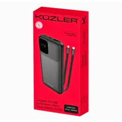 KUZLER - Powerbank Slim 10,000 mAh carga super rápida 22,5W cables incorporados