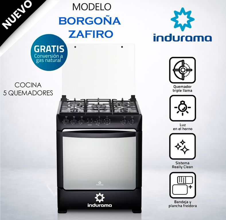 Cocina de pie 5 Quemadores – Borgona Zafiro
