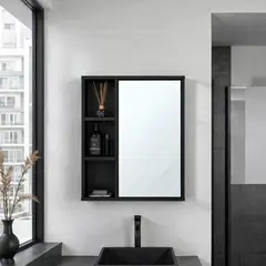 PELIKANO - Botiquin De Baño Select Negro Melamina 60x50cm