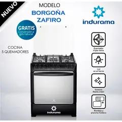 INDURAMA - Cocina de pie 5 Quemadores – Borgona Zafiro