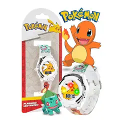 POKEMON - Reloj De Cuarzo Digital Pikachu White Para Niños