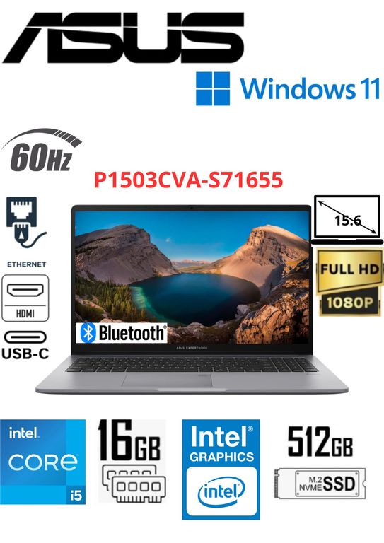 ExpertBook P1 P1503CVA-S71655 15.6 FHD Misty Grey Core i5-13420H 16GB RAM 512GB SSD