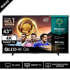 HISENSE - Televisor Smart TV 43 QLED 4K UHD 43Q6QV