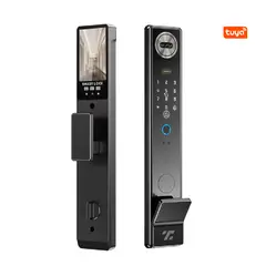 TRENDY TECH E I R L - Cerradura Chapa Inteligente Digital Exterior WiFi 6 en 1 Tuya, Huella, Reconocimiento Facial, código, más
