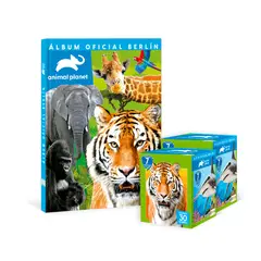 EDITORIAL BERLIN - ALBUM ANIMAL PLANET, ALBUM TAPA DURA + 2 PAQUETONES (60 SOBRES)