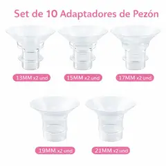 BABY - SET de 10 bridas o adaptadores de pezon para extractor de leche materna