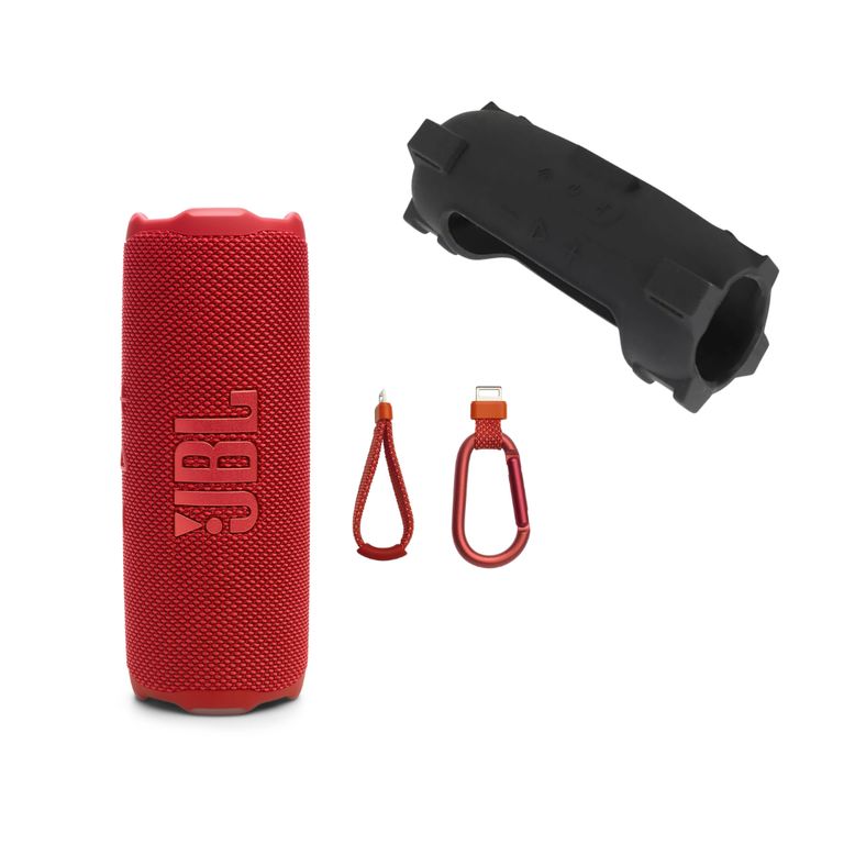 Parlante Flip7 IP68 Rojo + Funda para Flip7 color Negro