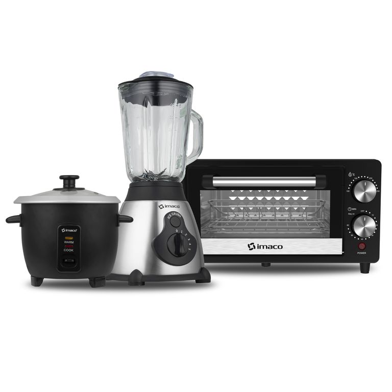 Combo horno eléctrico 10lts + Olla arrocera 0.6lts + licuadora 1.5Lts
