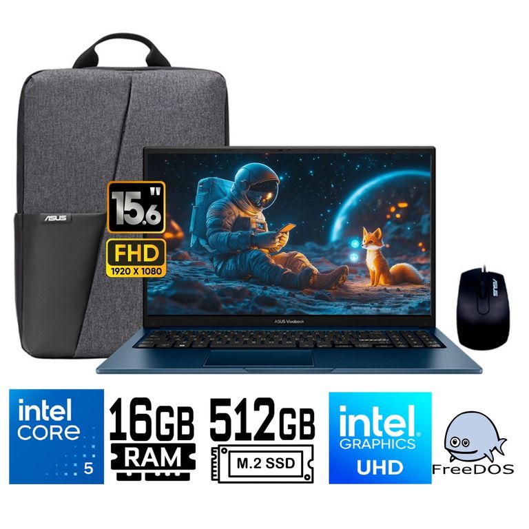 Laptop VivoBook X1504VA-E84630 Intel Core i5 120U Ram 16Gb SSD 512Gb 15.6"FHD Táctil Free Dos