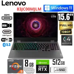 LENOVO - Laptop Gaming LOQ 15ARP9 AMD Ryzen 5 7235HS 8GB RAM 512GB RTX 3050 15.6" FHD 83JC00MJLM