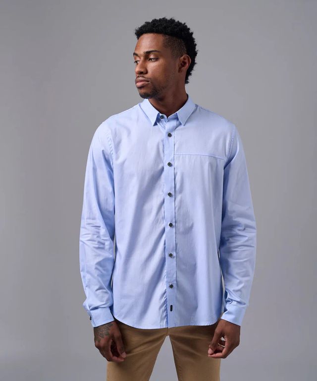 Camisa 100% Algodón Classic Fit Celeste