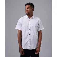 MBO - Camisa 100% Algodón Classic Fit Blanco Estampado