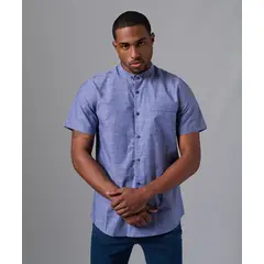 MBO - Camisa 100% Algodón Classic Fit Azul