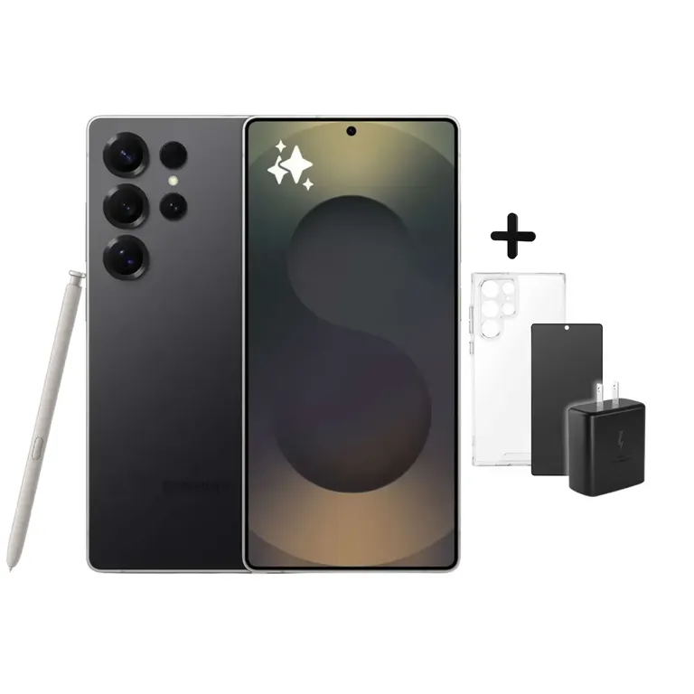 S25 ULTRA 512GB -12GB RAM TITANIUM BLACK + CARGADOR 45W + CASE + MICA DE VIDRIO